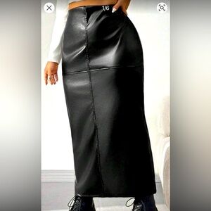 Black faux Leather Maxi Skirt